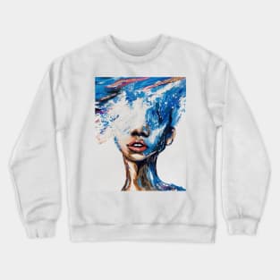 Ocean Girl Overthinking and Crashing in Waves of Glitter Crewneck Sweatshirt